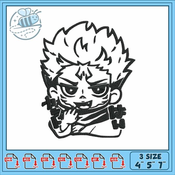 Sukuna chibi art design embroidery, sukuna jjk​​ embroidery