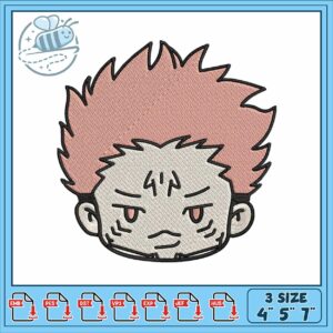 Sukuna chibi face art design embroidery