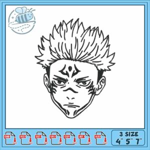 Sukuna face art design embroidery