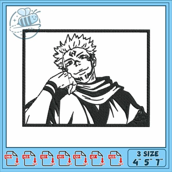 Sukuna rectangle art embroidery, sukuna figure​ embroidery