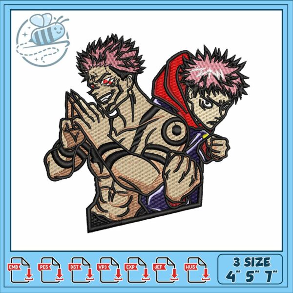 Sukuna x yuji design art embroidery, yuji itadori sukuna​ embroidery