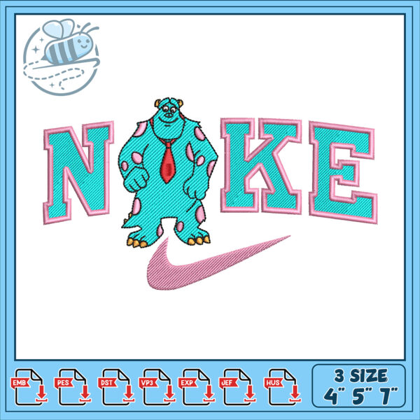 Sulley Nike Embroidery Design 3 Sizes