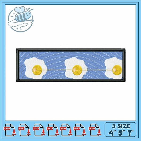 Sunny Side Up Eggs Embroidery Design Set Three Sizes