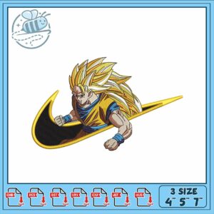 Super Saiyan Embroidery Design in Three Sizes