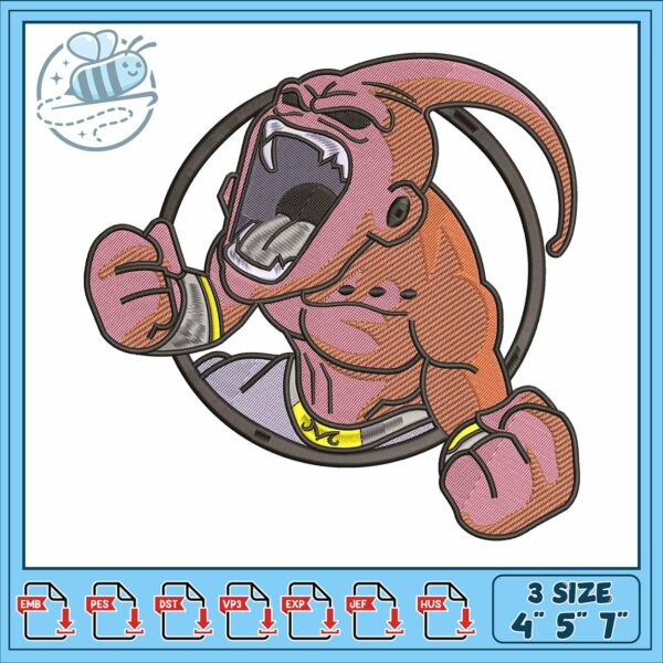 Super buu angry design embroidery, super buu embroidery