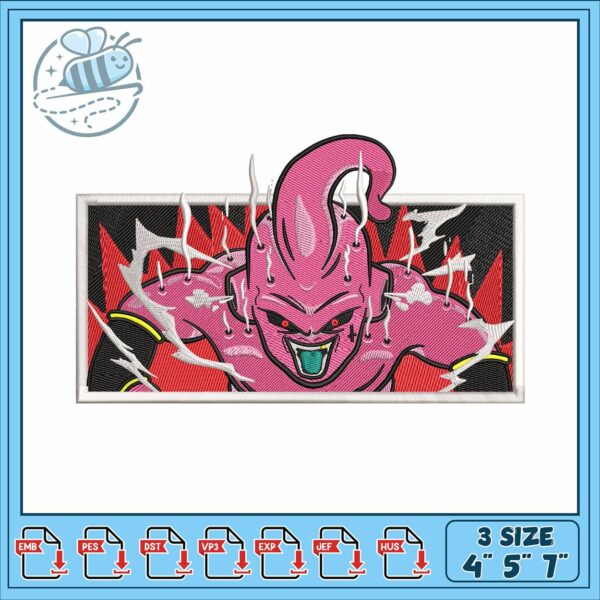 Super buu design art embroidery, dbz super buu embroidery