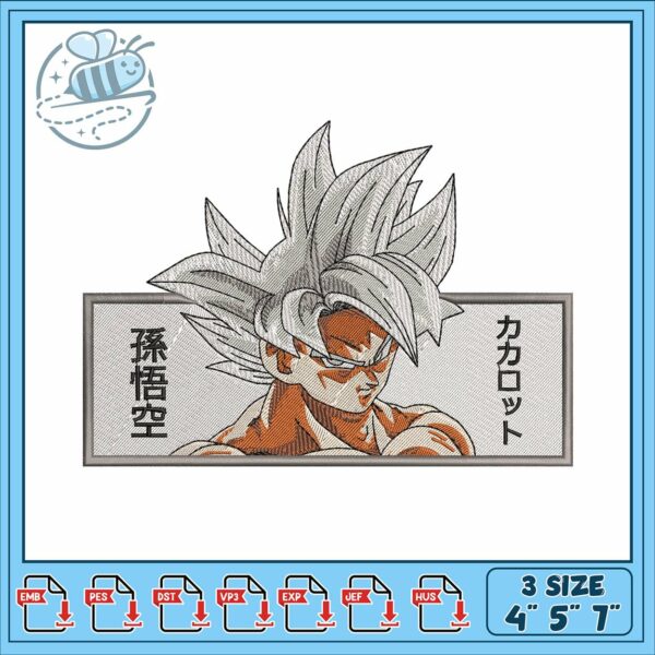 Super saiyan white goku embroidery, super saiyan​ embroidery
