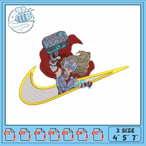 Superhero Female Thor Embroidery Design File 4×5 7 Inch