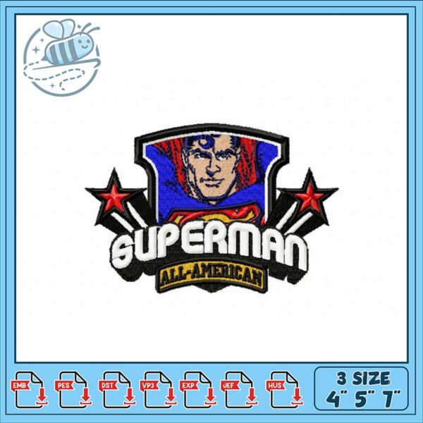 Superman All American Embroidery Design Files Set