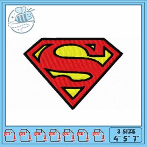 Superman Embroidery Design in Three Sizes Available
