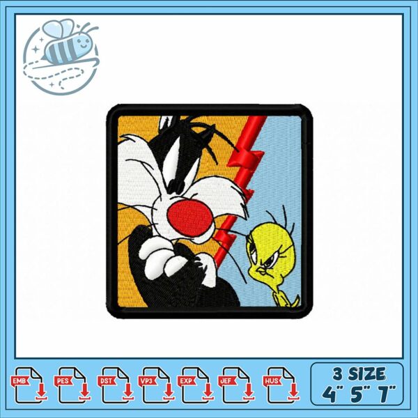 Sylvester and Tweety Embroidery Design for Projects