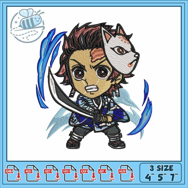 Tanjiro chibi design embroidery, tanjiro demon slayer​​​ embroidery