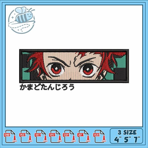 Tanjiro face rectangle embroidery, tanjiro gif​ embroidery