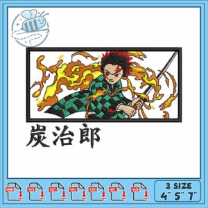 Tanjiro fire box art embroidery