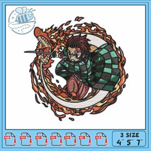 Tanjiro fire embroidery