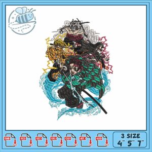 Tanjiro friends embroidery
