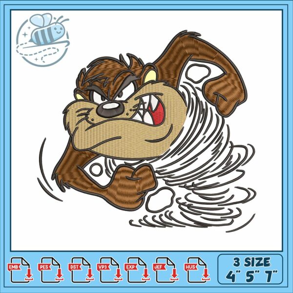 Tasmanian devil embroidery, tasmanian devil cartoon character​ embroidery