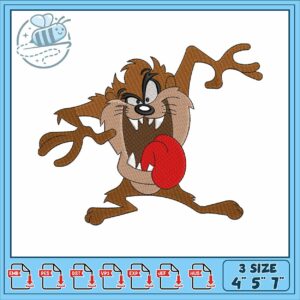 Taz mania cartoon art embroidery, tasmanian​​​ embroidery