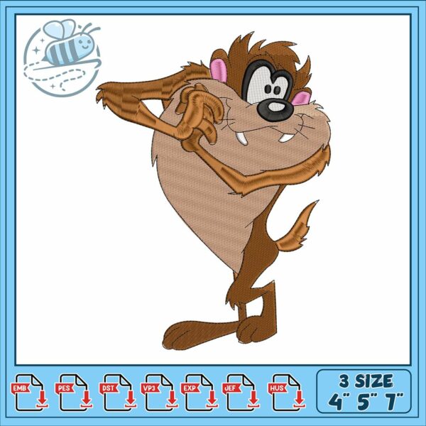 Taz mania design art embroidery, where is tasmania embroidery