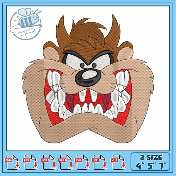 Taz mania head embroidery, tasmania jackjumpers​ embroidery