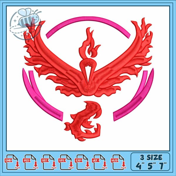 Team valor logo face embroidery, team valor​​​​ embroidery