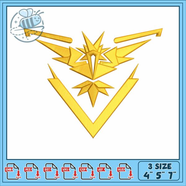 Team yellow decal logo face embroidery, team builder pokemon​ embroidery