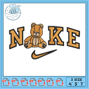 Teddy Bear Nike Embroidery Design 3 Sizes