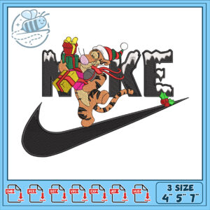 Tigger Nike Christmas Embroidery Design