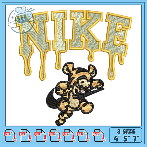 Tigger Nike Drip Embroidery Design