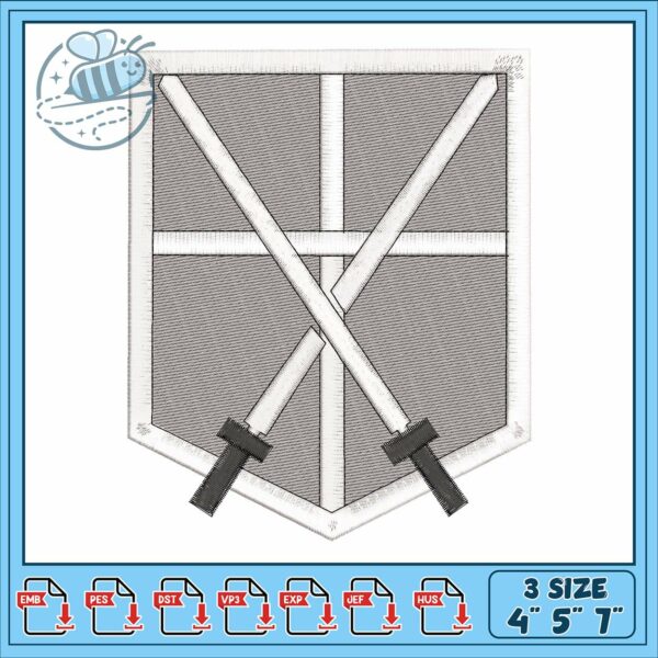 Titan cadet corps design embroidery, attack on titan​​ embroidery