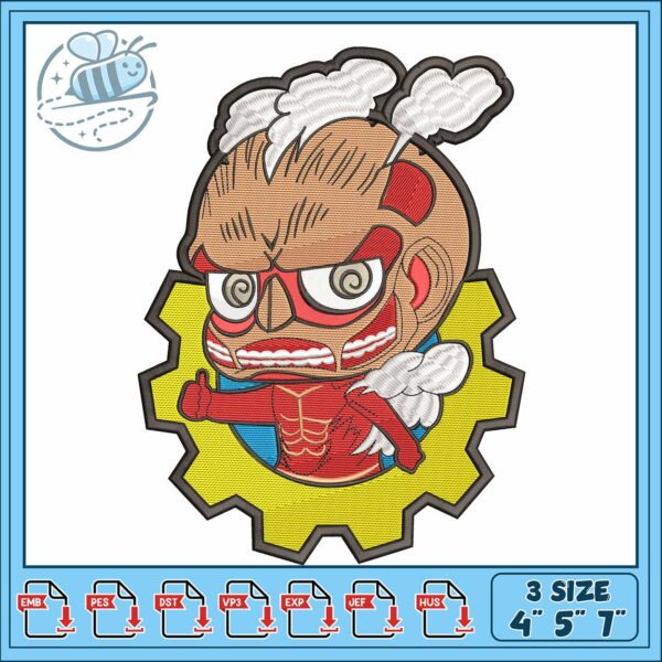 Titan colosal chibi embroidery, attack titan​ embroidery