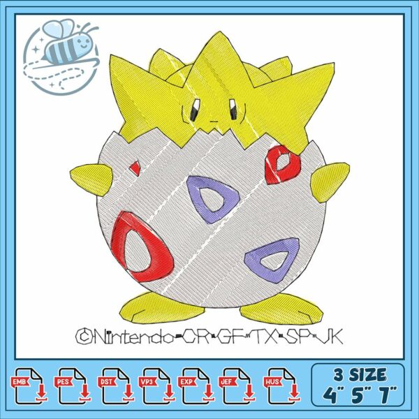 Togepi art design embroidery, pokemon togepi​​ embroidery
