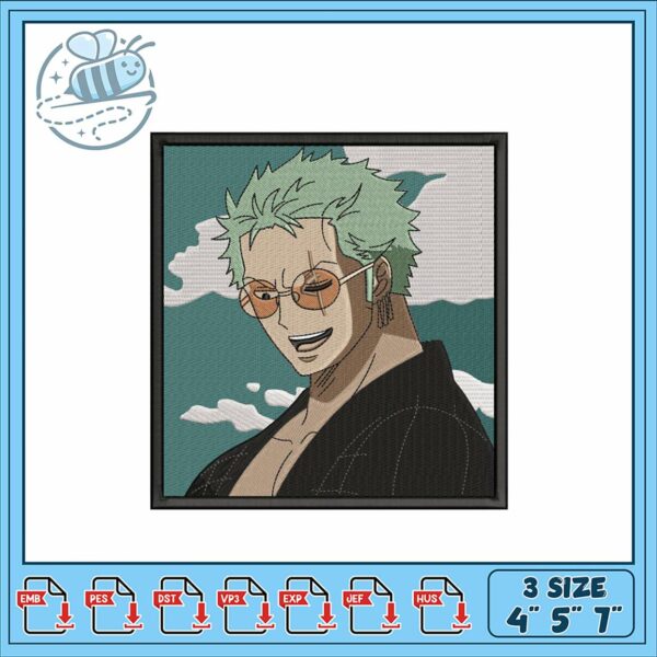 Unique Anime Inspired Embroidery Design Zoro Art