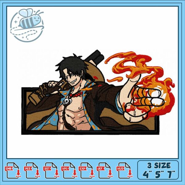 Unique Embroidery Design Fire Character Artwork