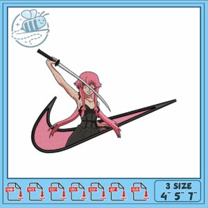 Unique Embroidery Design Ninja Girl with Sword Art