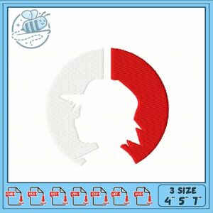 Unique Embroidery Design Red and White Silhouette