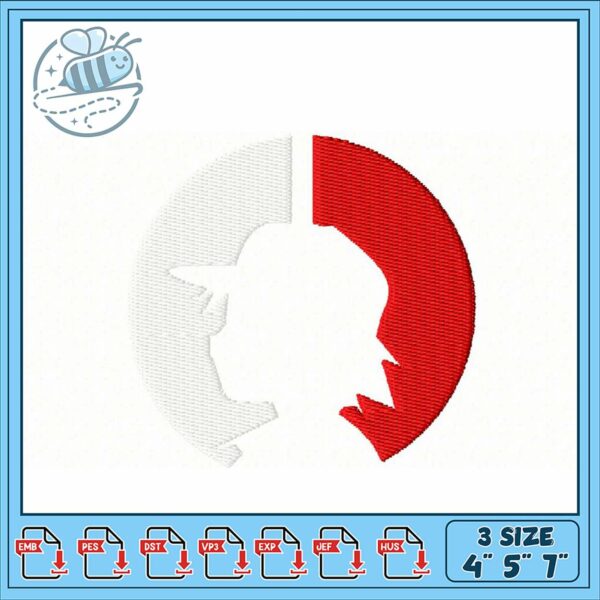 Unique Embroidery Design Red and White Silhouette