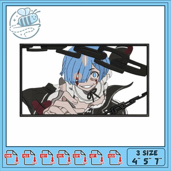 Unique Embroidery Design for Anime Fans Rem Rem