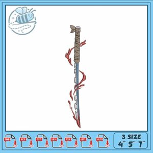 Unique Embroidery Design of a Sword with Flames