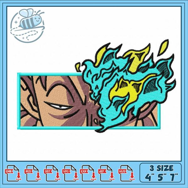 Unique Embroidery Design with Flame and Face Motif