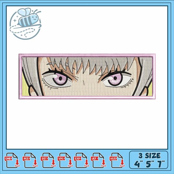 Unique Embroidery Design with Intense Eyes Playful Style