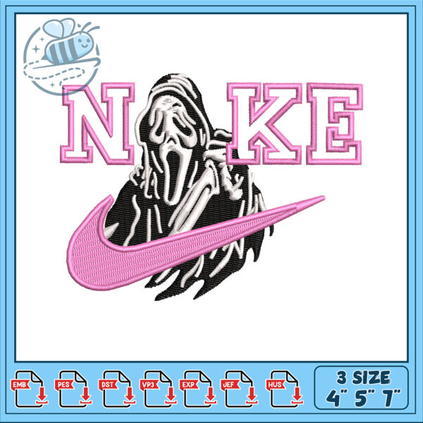 Unique Nike Embroidery Design with Ghost Motif 4x5x7