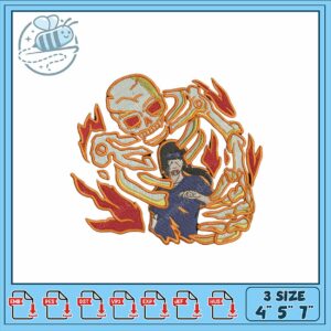 Unique Skeleton and Flame Embroidery Design File