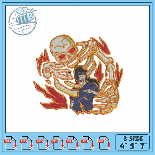 Unique Skeleton and Flame Embroidery Design File