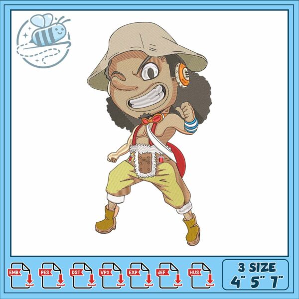 Usopp design art embroidery, usopp from one piece​​ embroidery