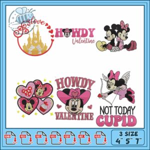 Valentine Embroidery Bundle with Mickey and Minnie