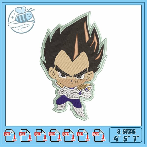 Vegata chibi face embroidery, dragon ball z movie​​ embroidery