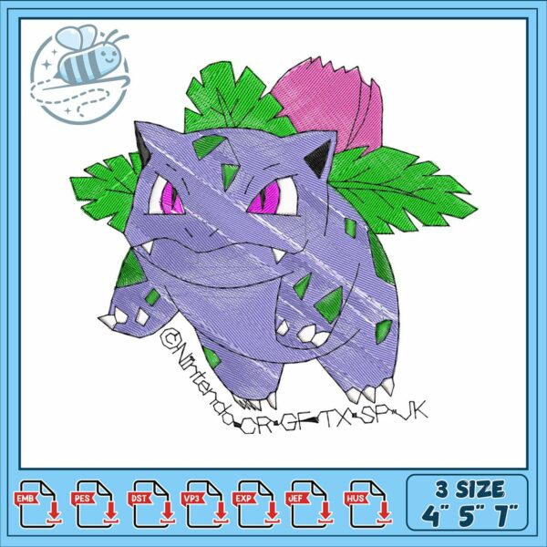 Venusaur pokemon embroidery, pokemon venusaur​​ embroidery