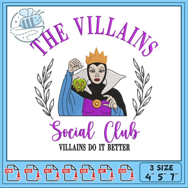 Villains Social Club Embroidery Design Patterns