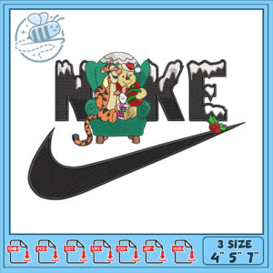 Winnie the Pooh Nike Christmas Embroidery Design